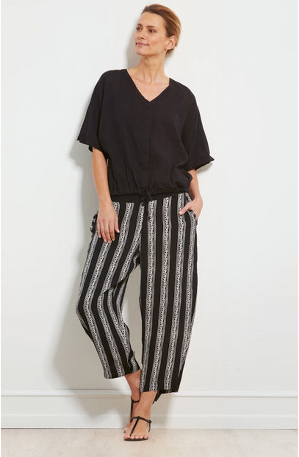 Pemca Black & White Striped Culottes