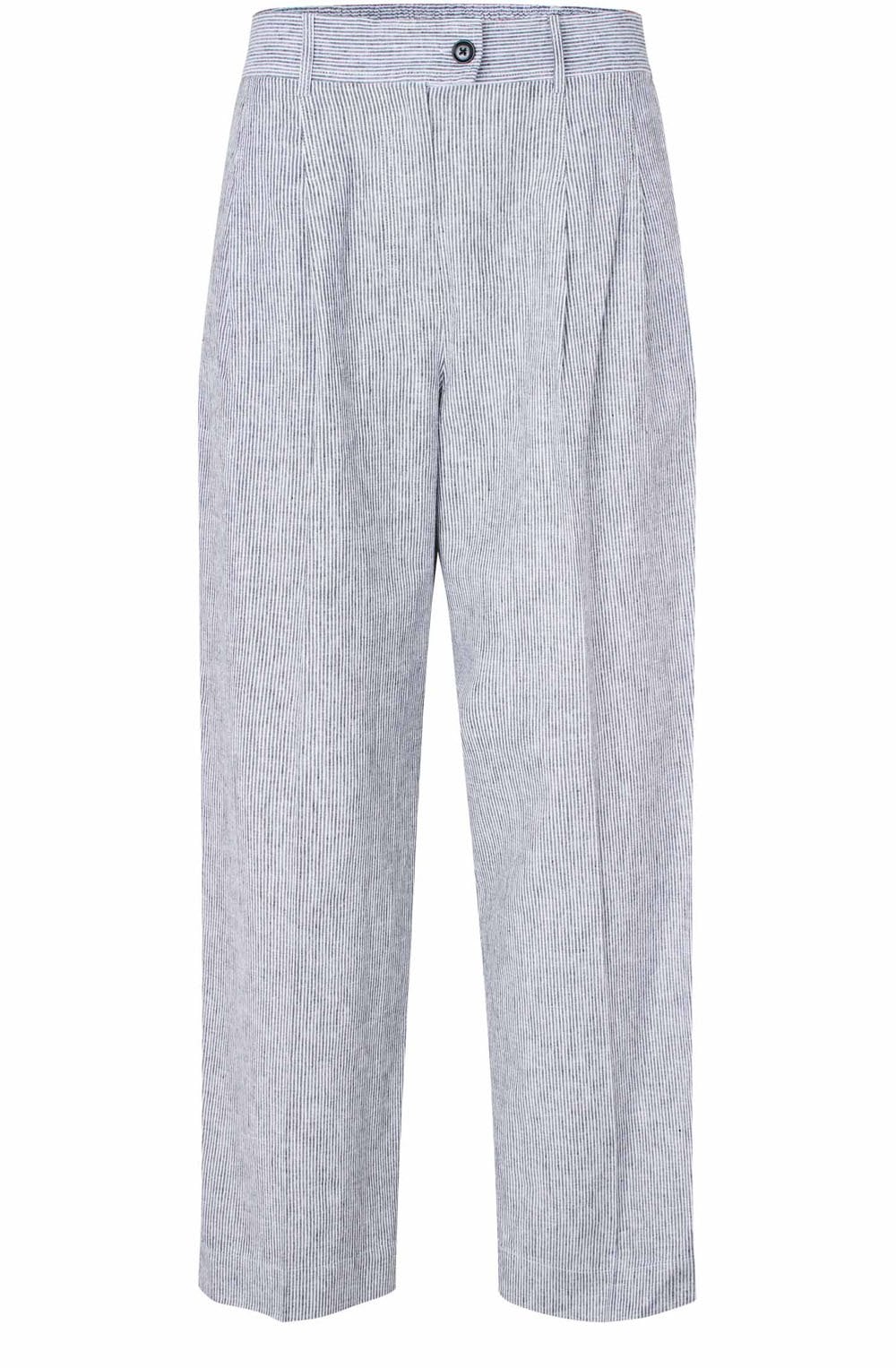 Perli Faded Black Stripe Linen Mix Trousers