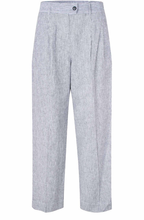 Perli Faded Black Stripe Linen Mix Trousers