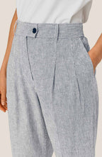 Perli Faded Black Stripe Linen Mix Trousers