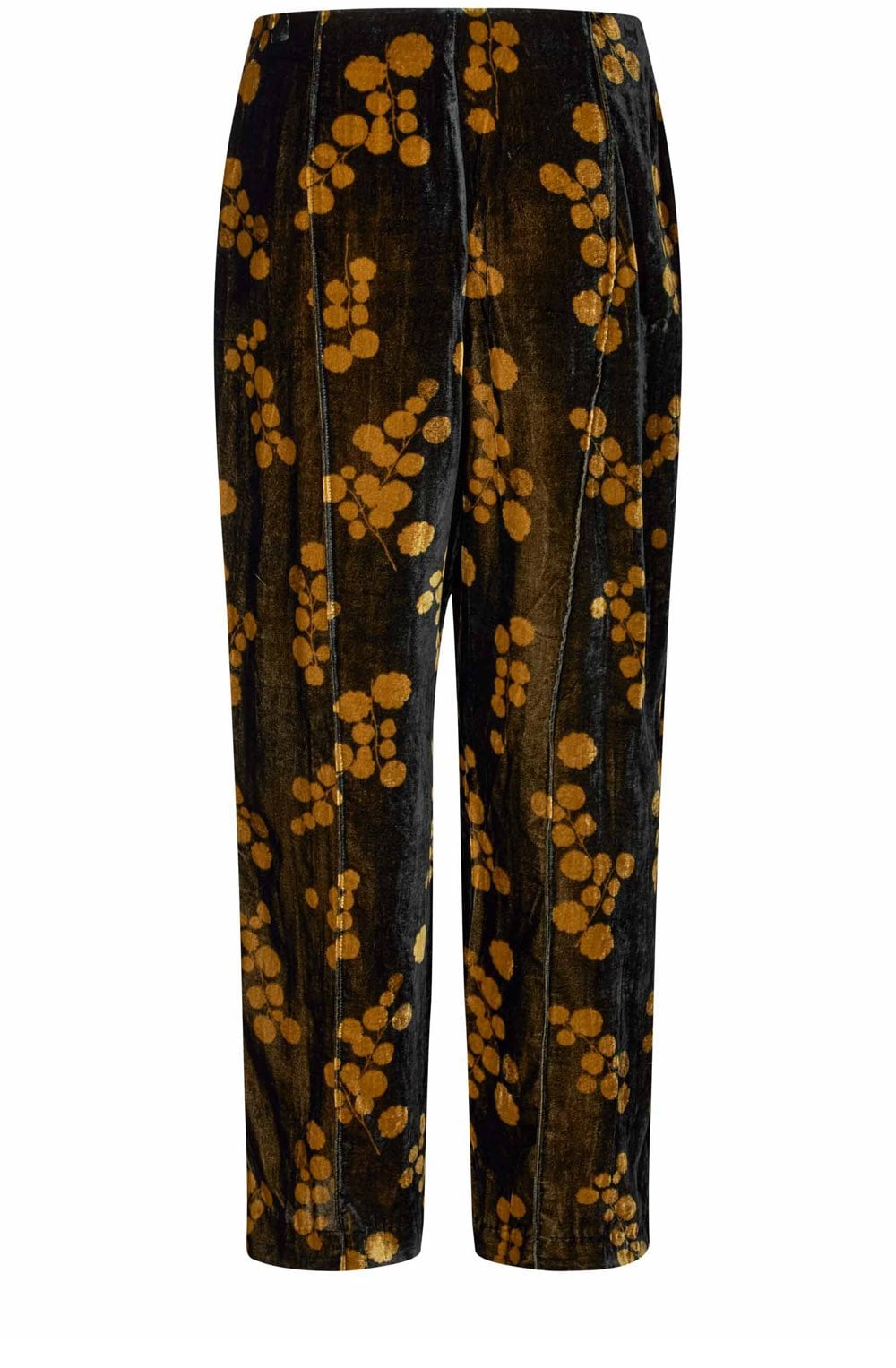 Petrilla Black and Gold Velvet Wide Leg Trousers
