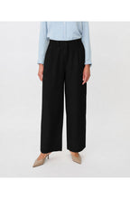 Priselle Black Linen Wide Leg Trousers