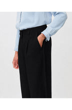 Priselle Black Linen Wide Leg Trousers
