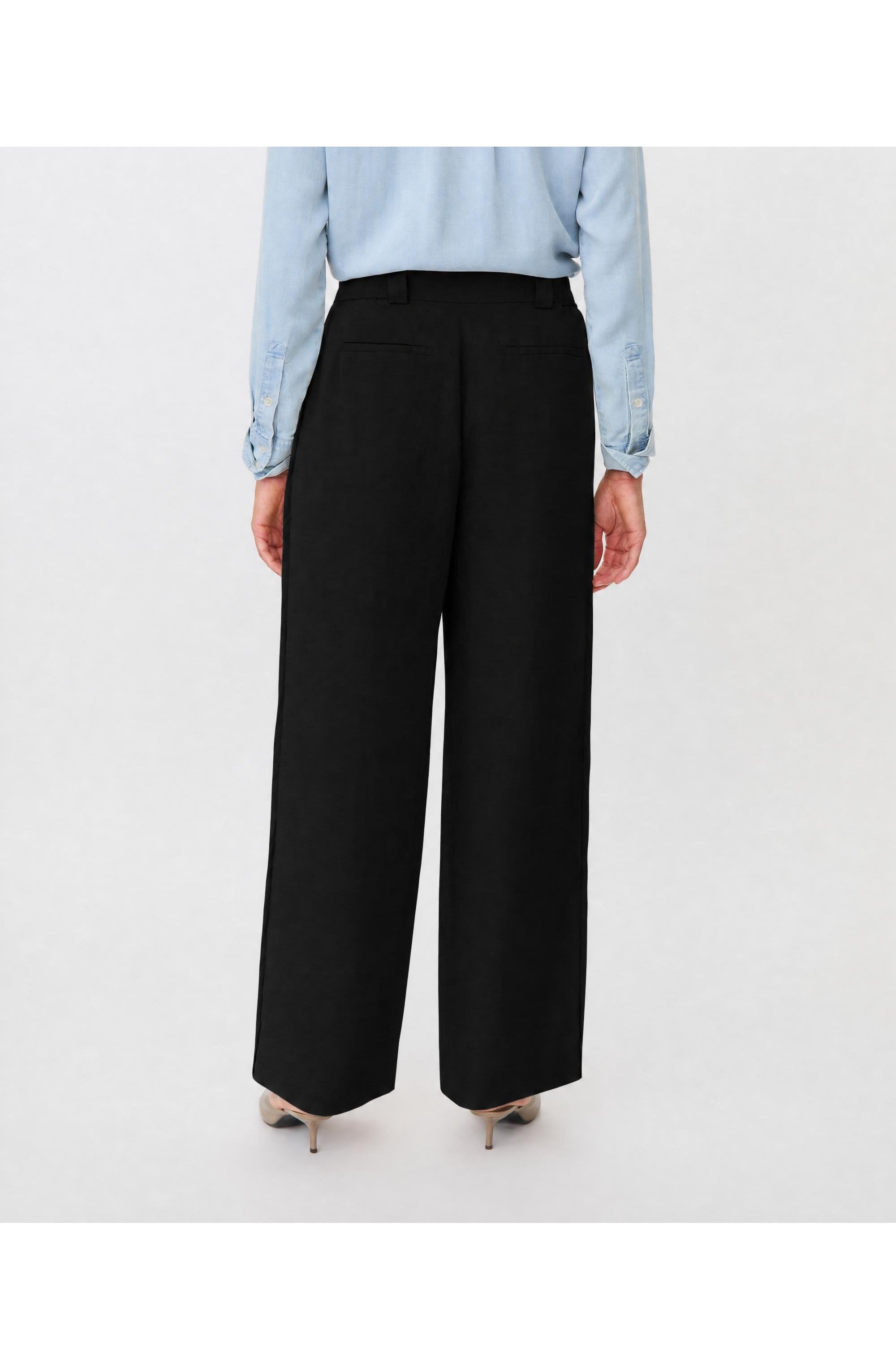 Priselle Black Linen Wide Leg Trousers