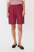 Prudie Beet Red Linen Shorts