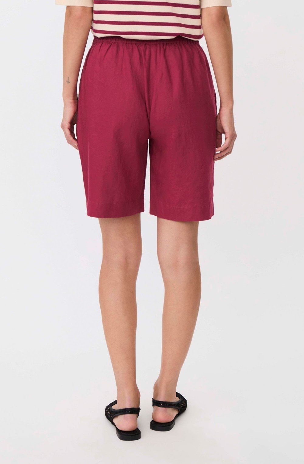 Prudie Beet Red Linen Shorts