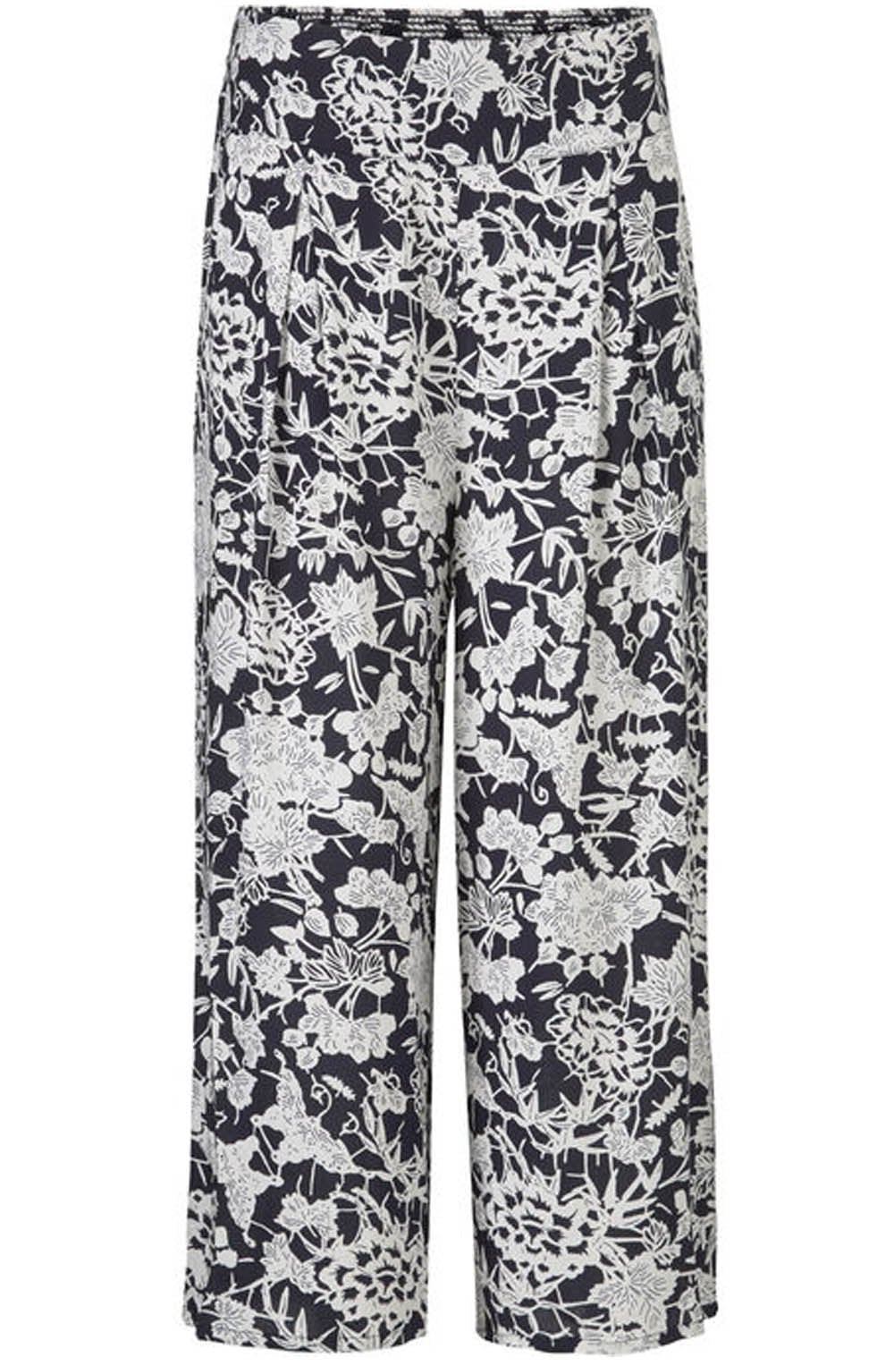 Pusna Navy Floral Print Trousers