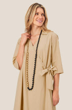 Remis Gold and Black Beaded Long Necklace