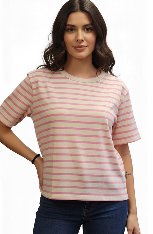 Rose Bloom Striped Doreann T Shirt