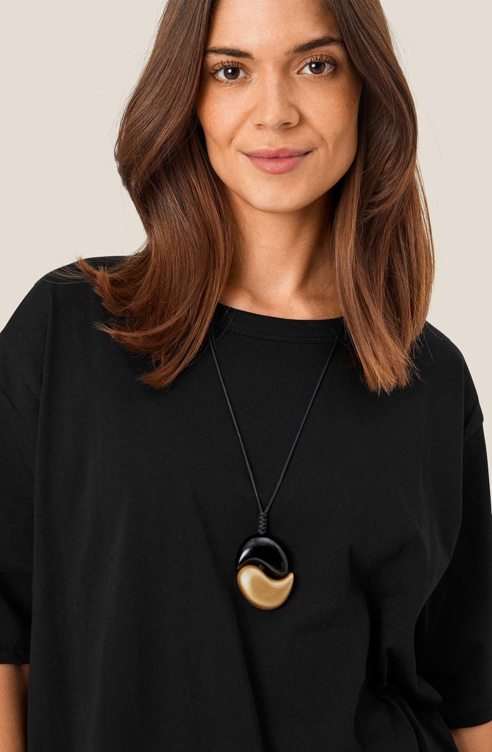 Ruffa Gold and Black Beaded Necklace