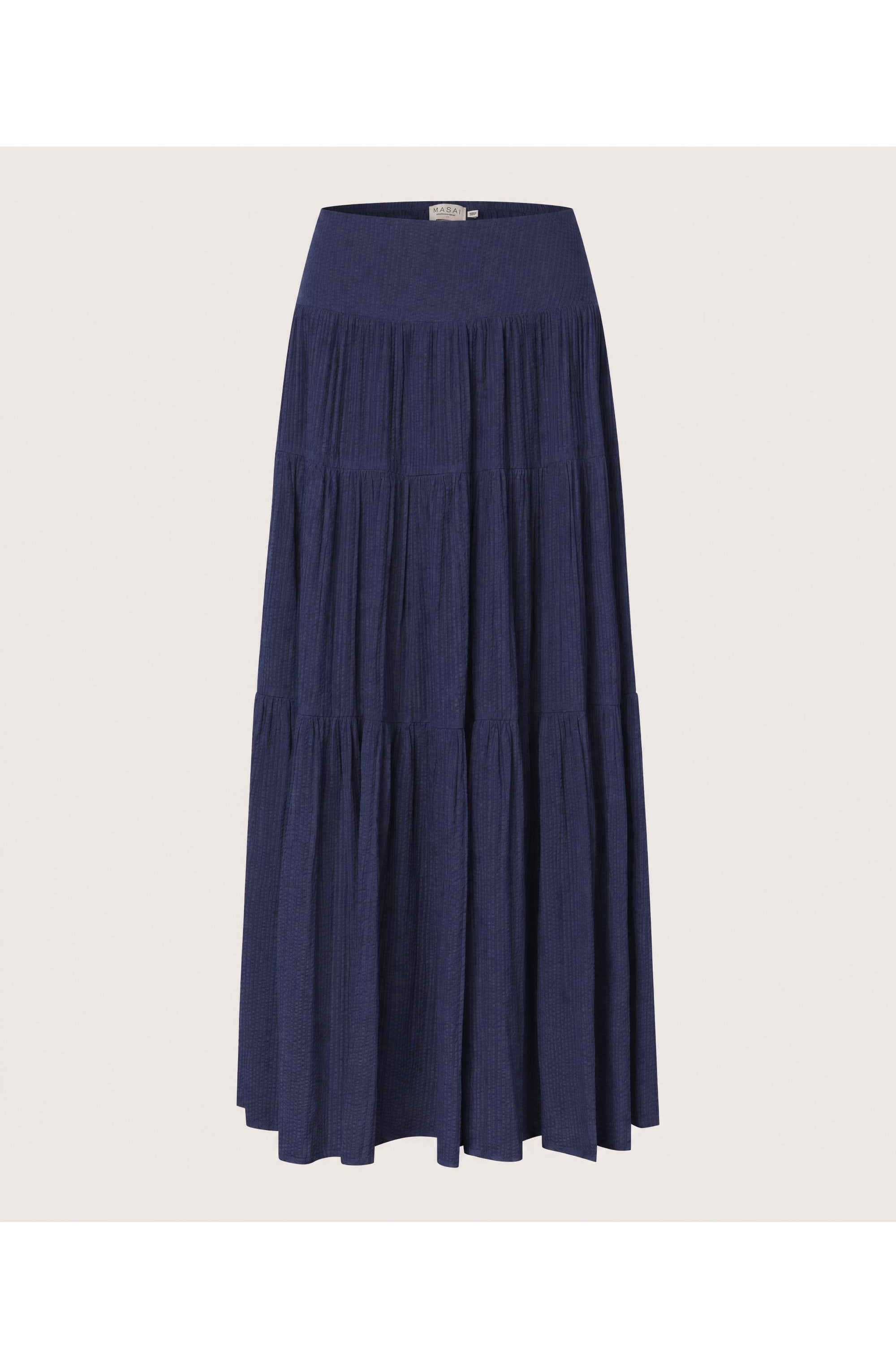 Sable Blue Tiered Maxi Skirt