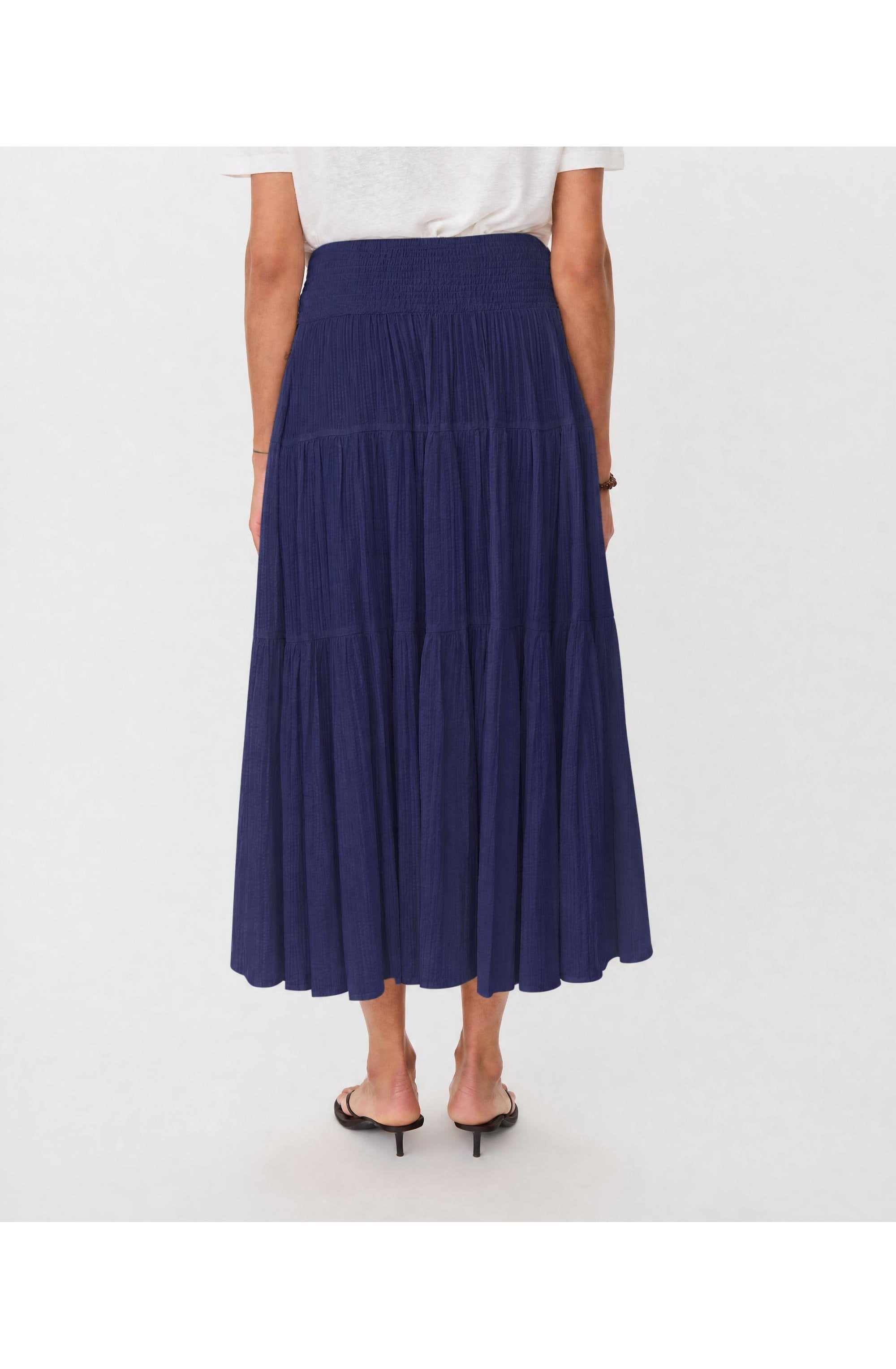 Sable Blue Tiered Maxi Skirt