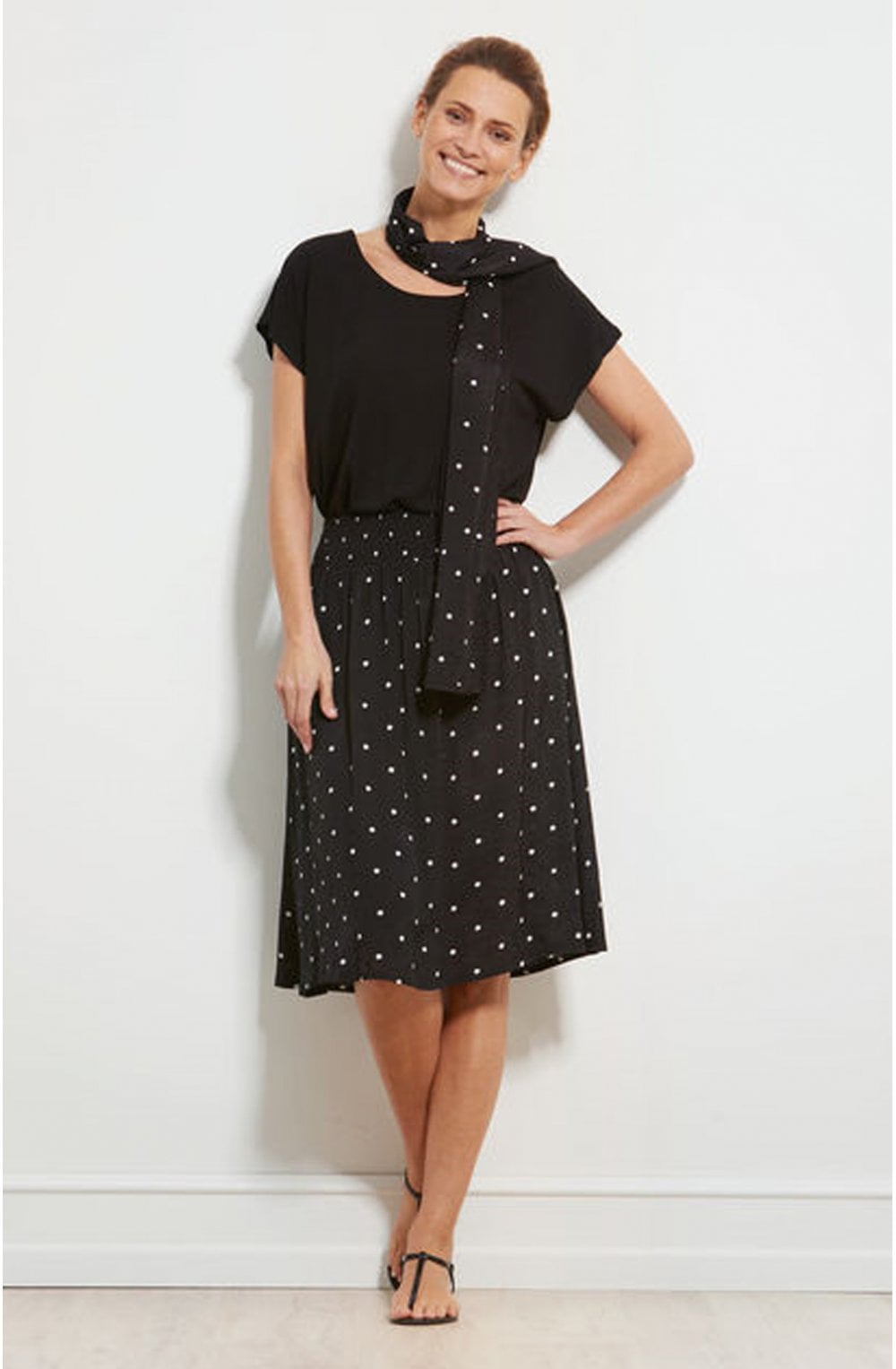 Sanne Black Spot Print Skirt