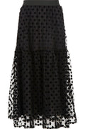 Sienna Black Velvet Polka Dot Skirt