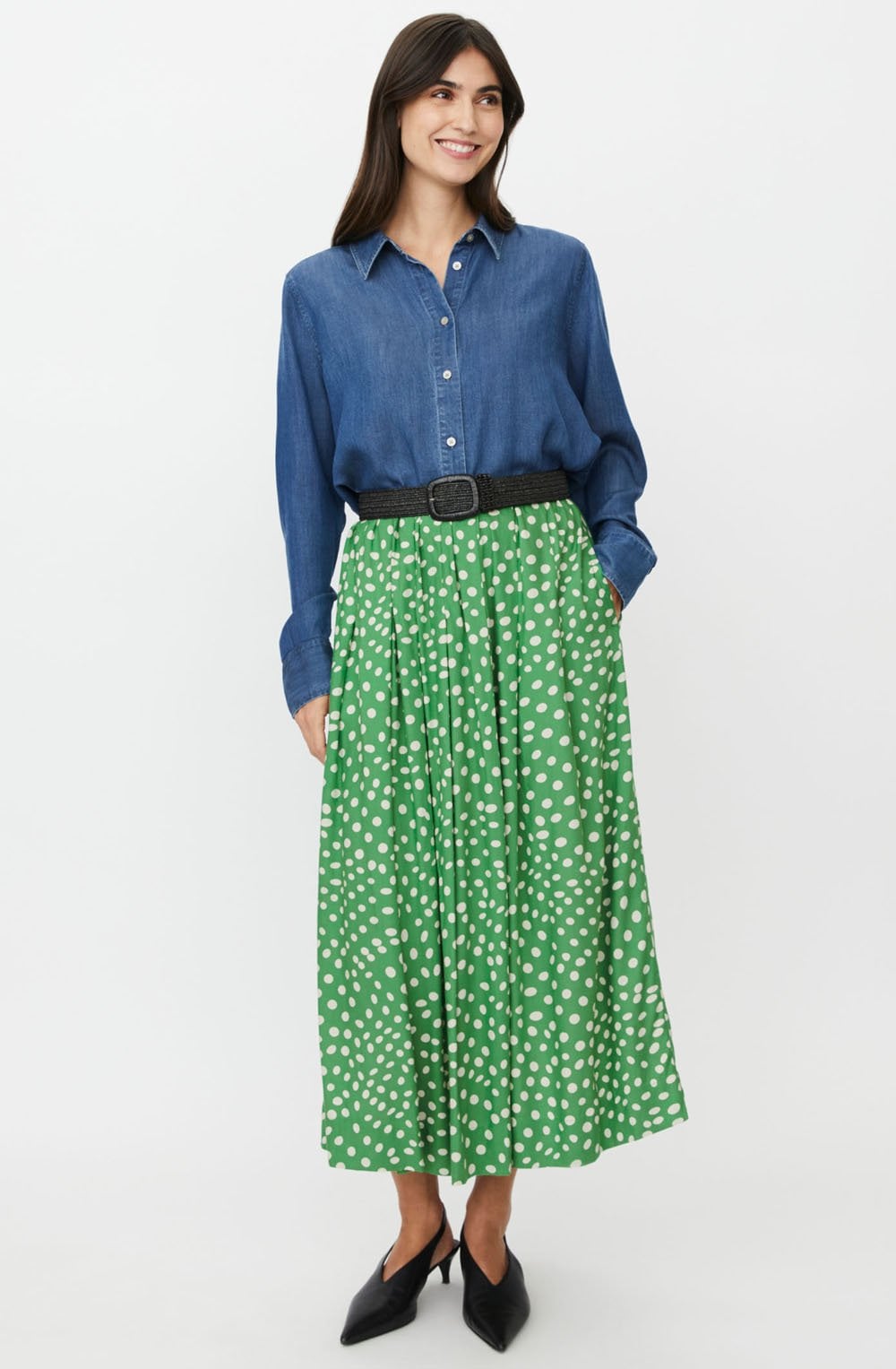 Siffan Spot Print Mid Length Skirt