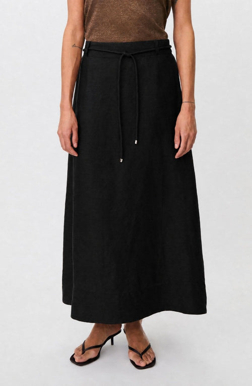 Solenith Black Linen Skirt