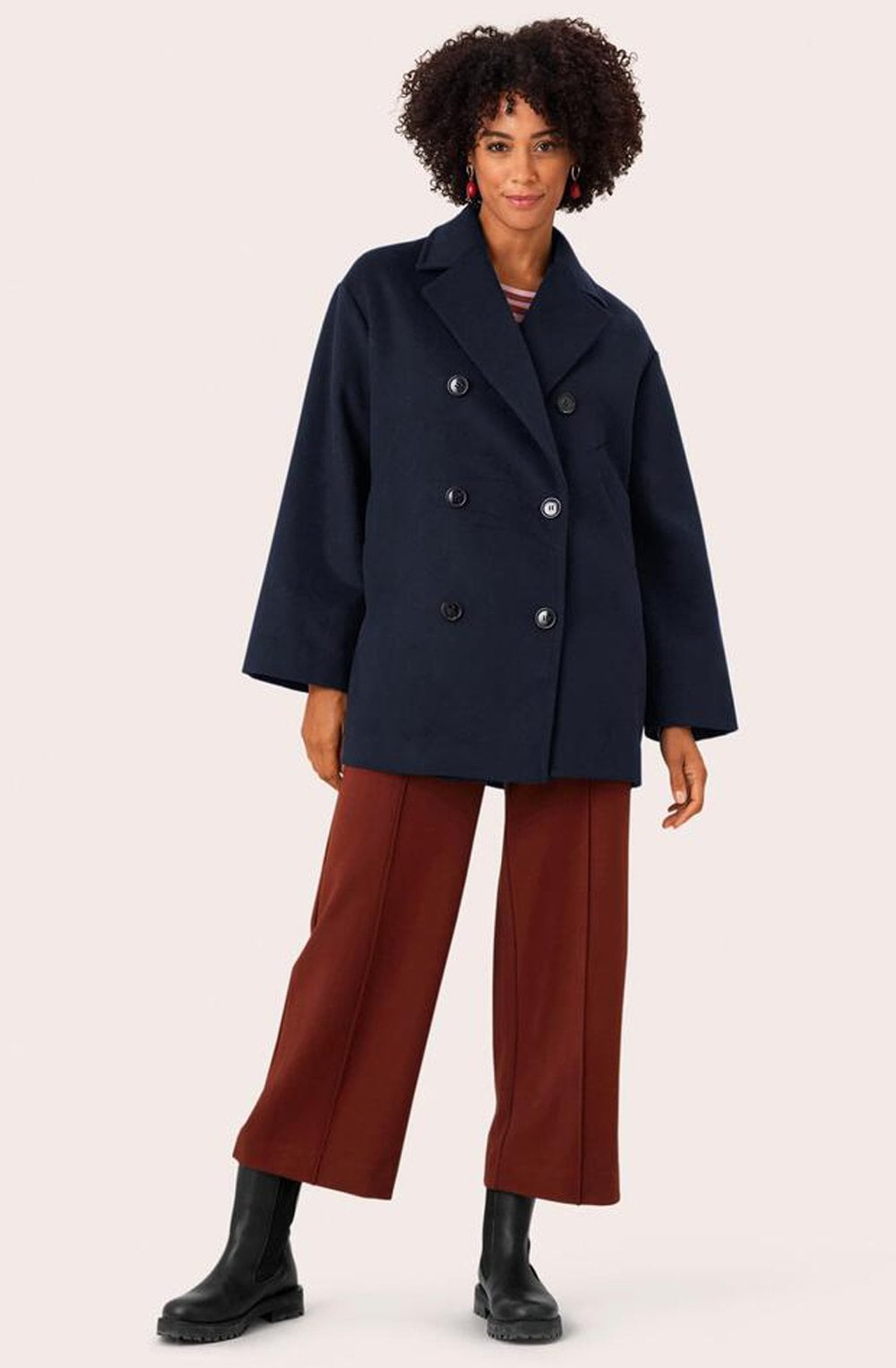 Tracy Navy Double Breasted Coat