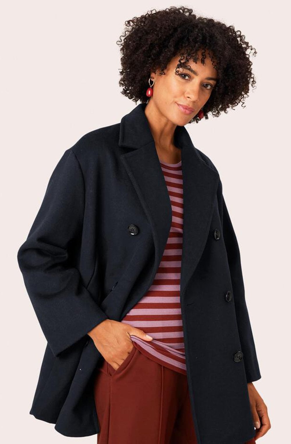 Tracy Navy Double Breasted Coat