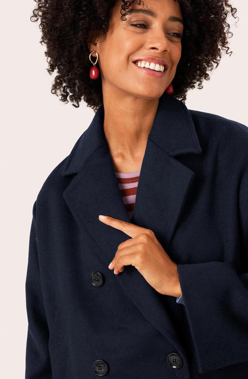 Tracy Navy Double Breasted Coat