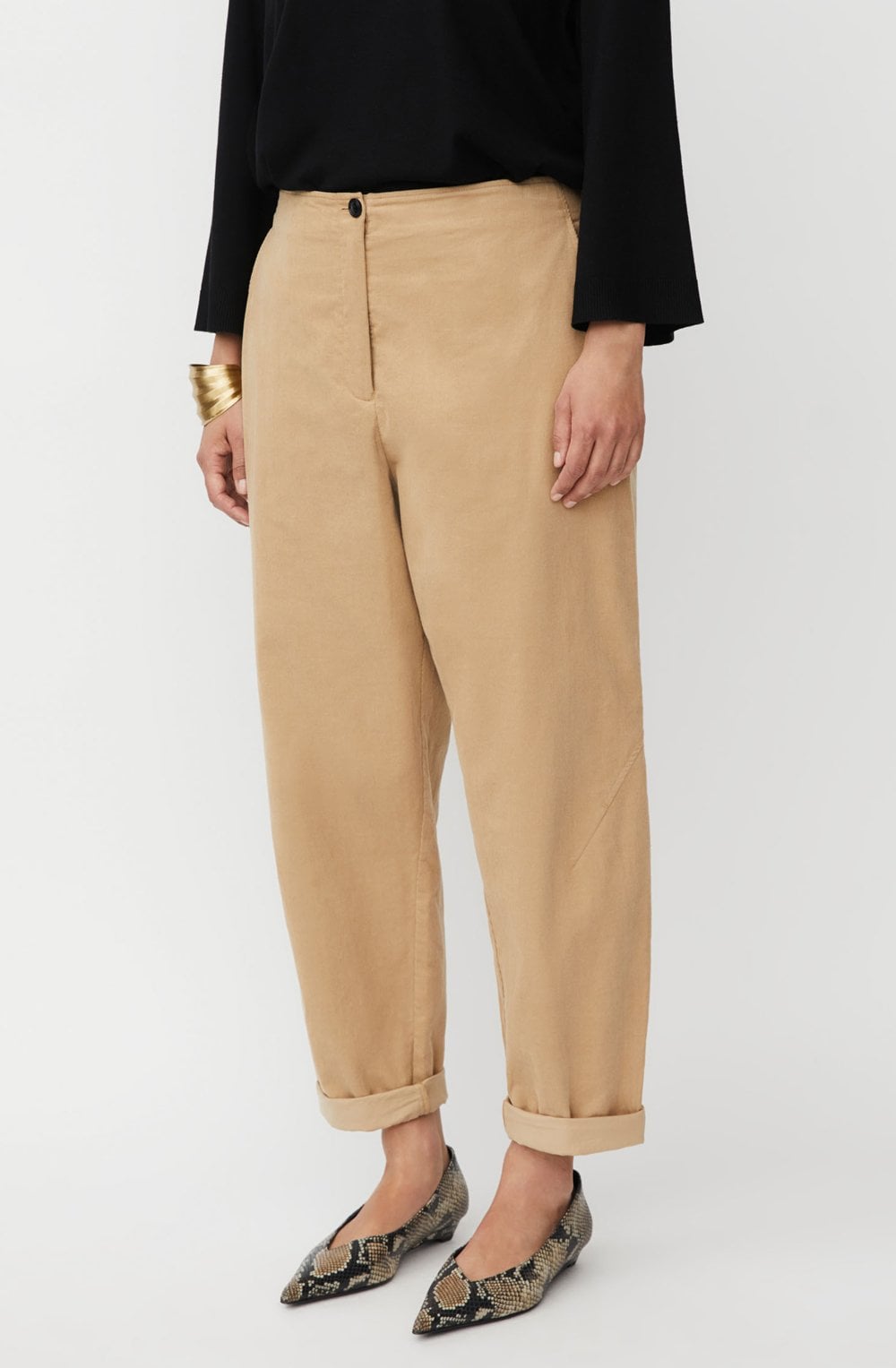 Travertine Parastoo Corduroy Barrel Trousers