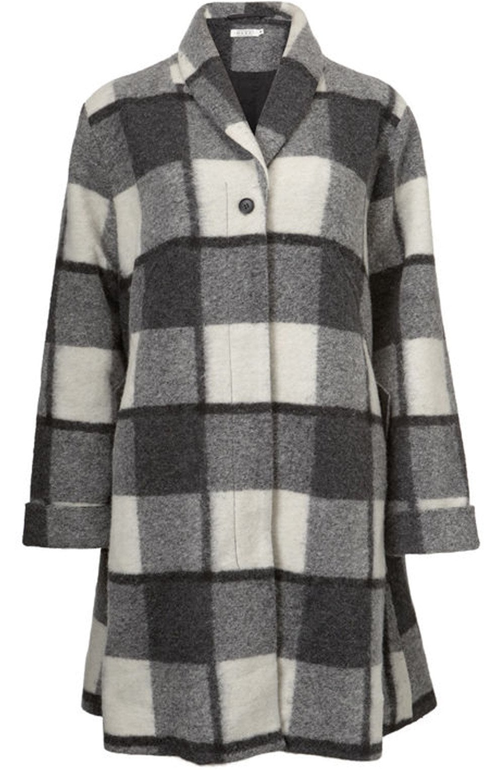 Tussan check black and white Coat