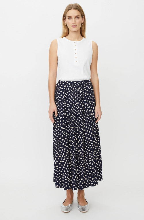 Siffan Navy Spot Print Skirt