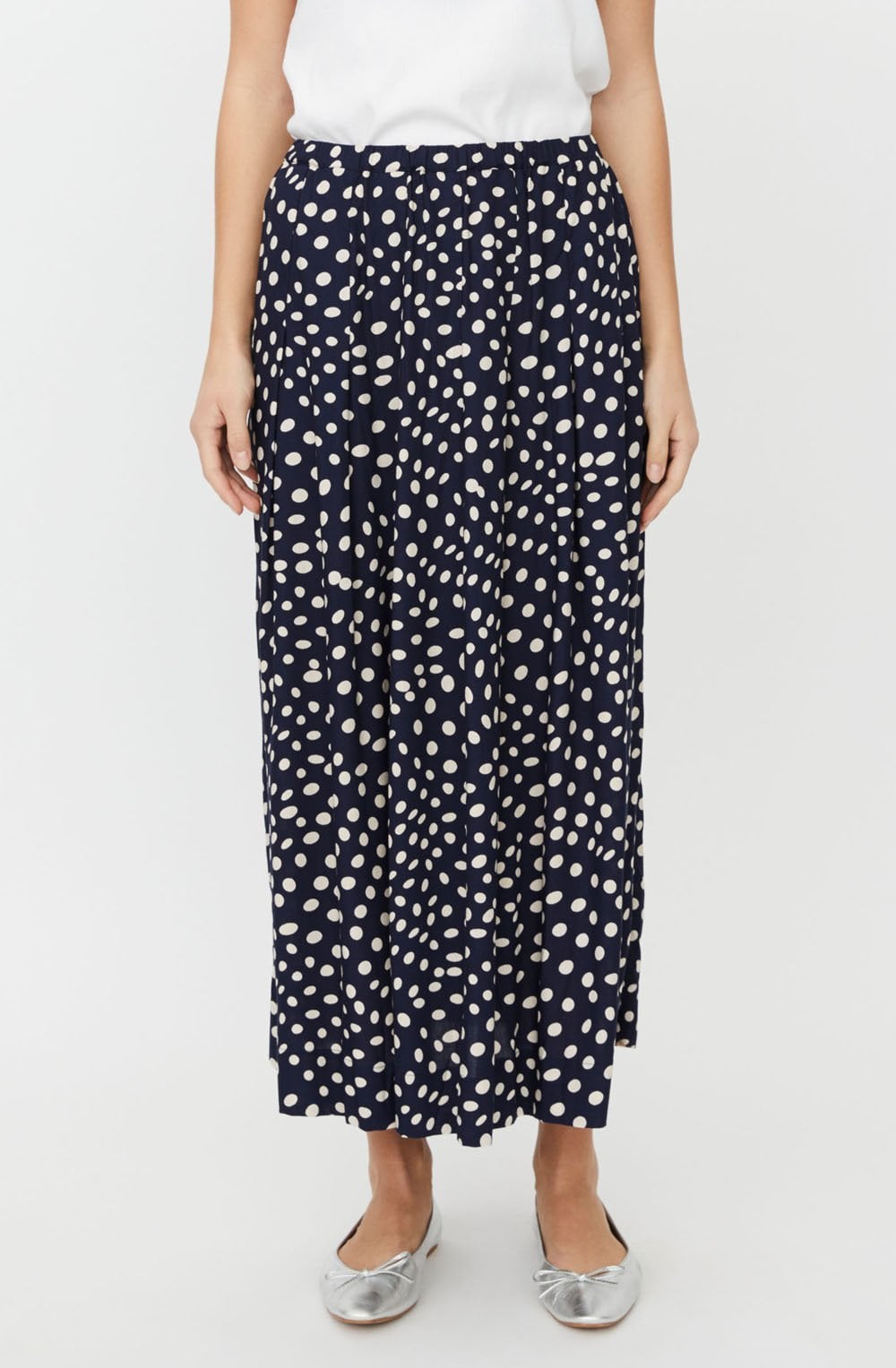 Siffan Navy Spot Print Skirt