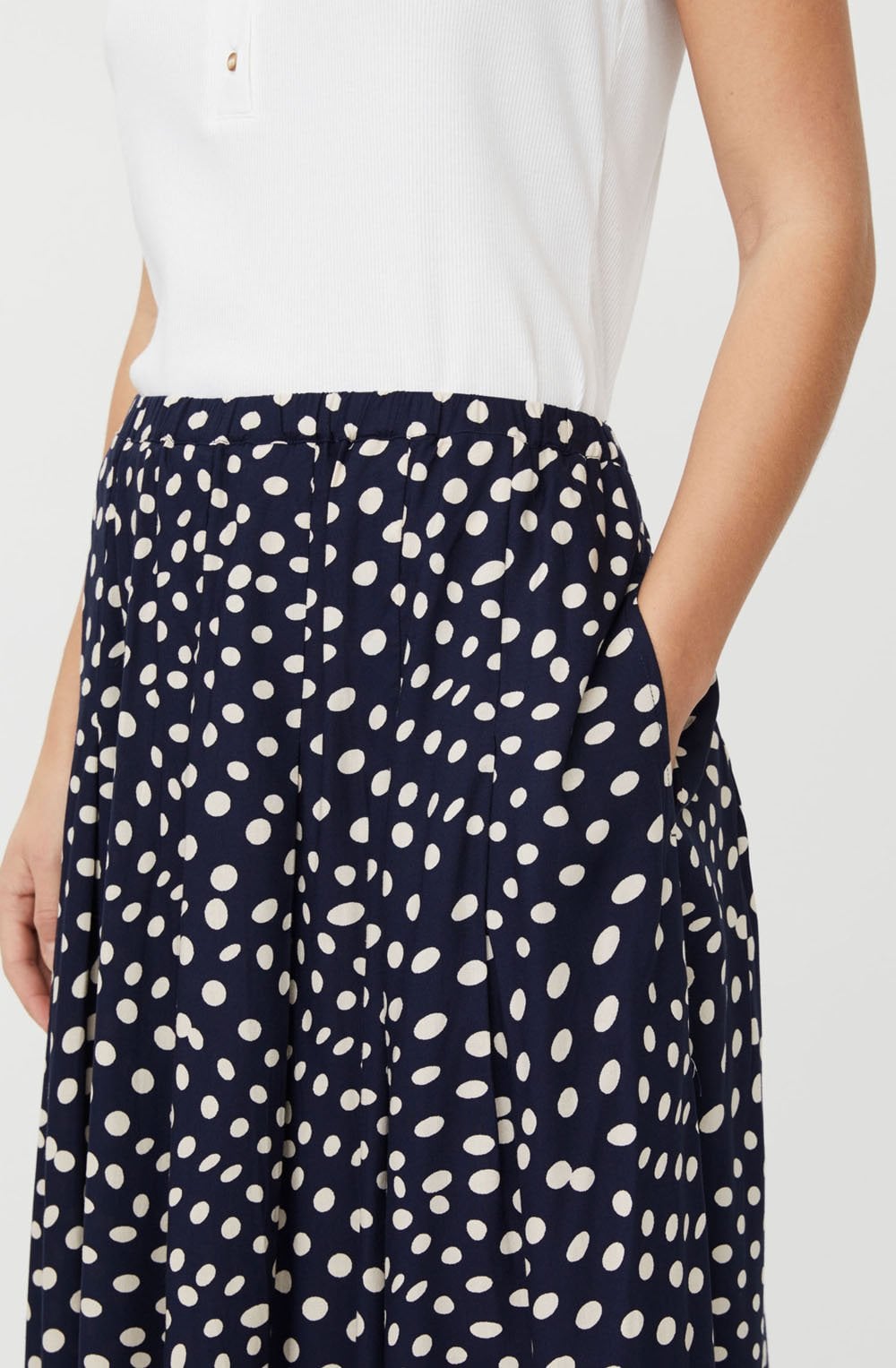 Siffan Navy Spot Print Skirt