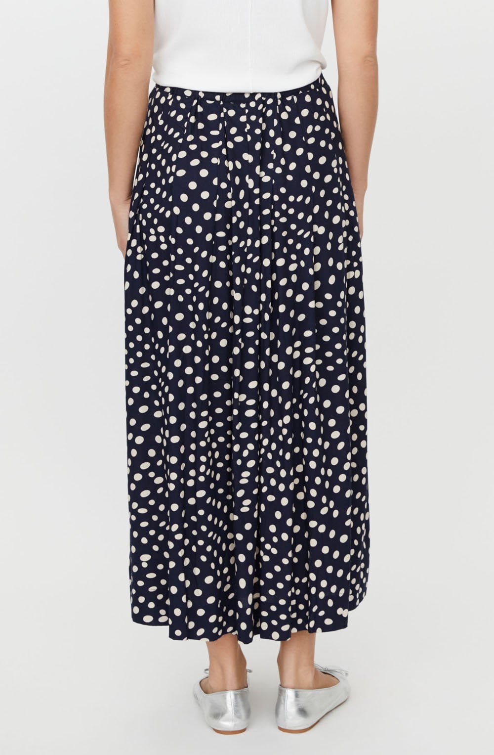 Siffan Navy Spot Print Skirt