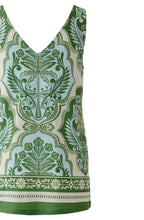 Blue and Green Silk Touch Jersey Sleeveless Top