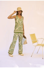 Blue and Green Silk Touch Jersey Sleeveless Top