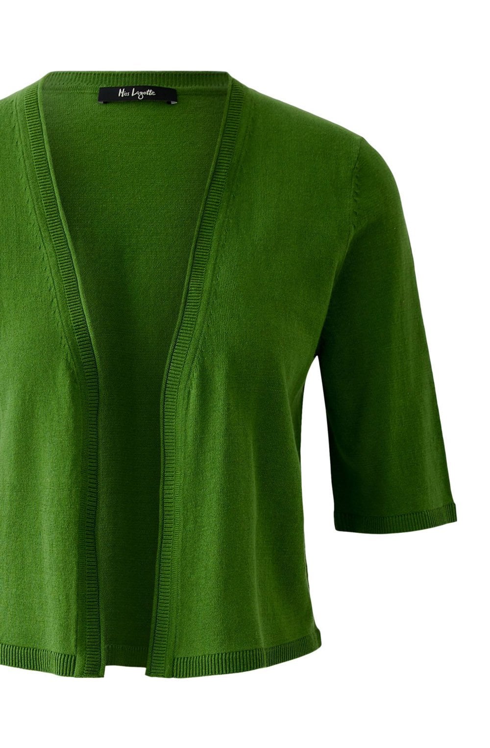 Cactus Green Open Front Cropped Cardigan