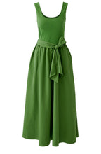 Cactus Green Silk Touch Jersey Waisted Dress