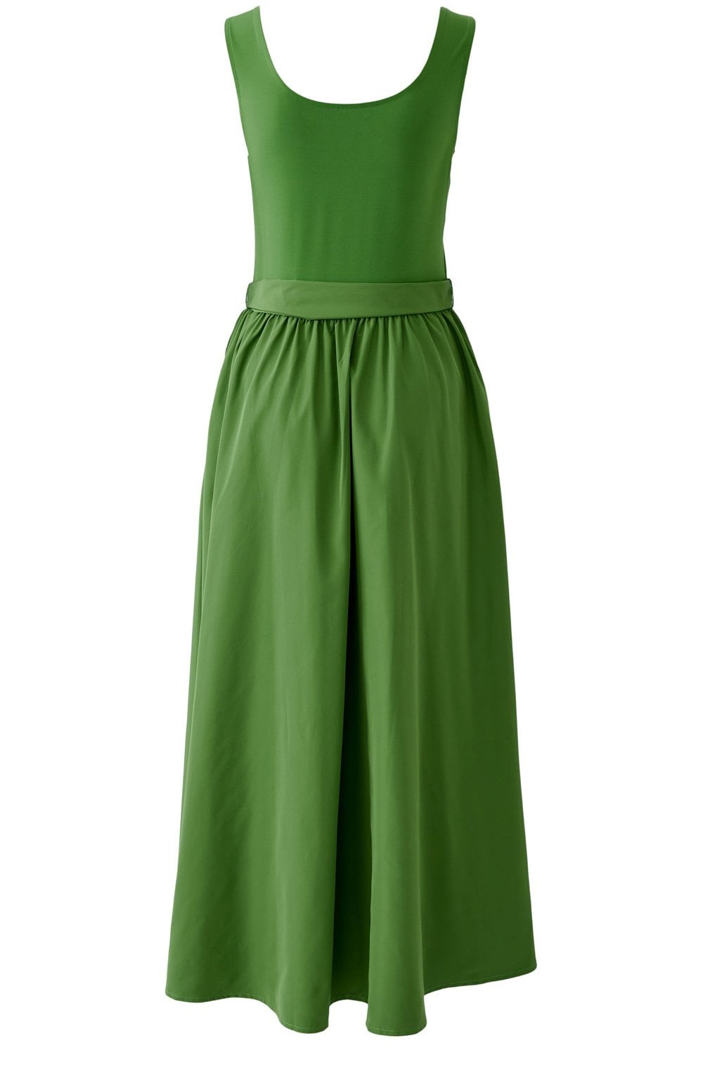 Cactus Green Silk Touch Jersey Waisted Dress