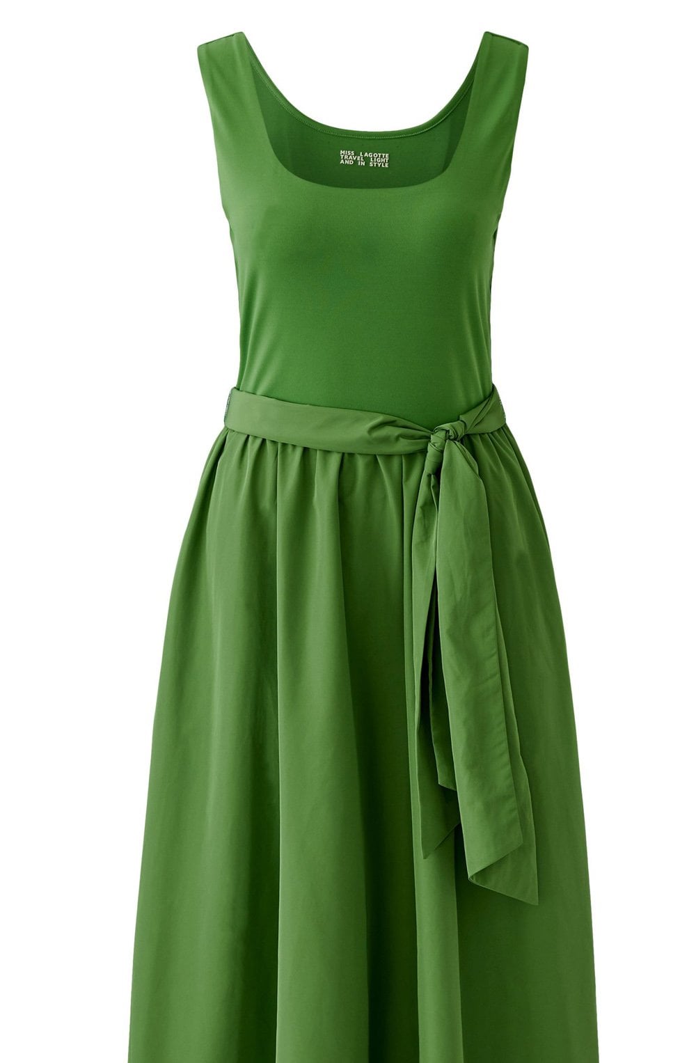 Cactus Green Silk Touch Jersey Waisted Dress