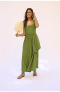 Cactus Green Silk Touch Jersey Waisted Dress