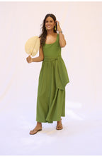 Cactus Green Silk Touch Jersey Waisted Dress