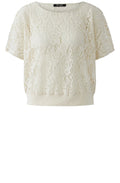 Cream Crochet Short Sleeved Top