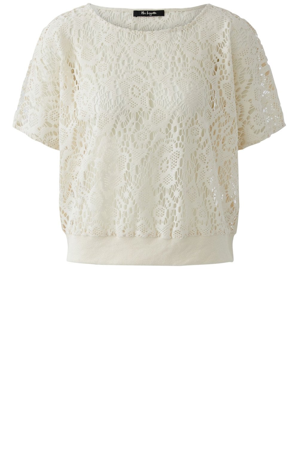 Cream Crochet Short Sleeved Top