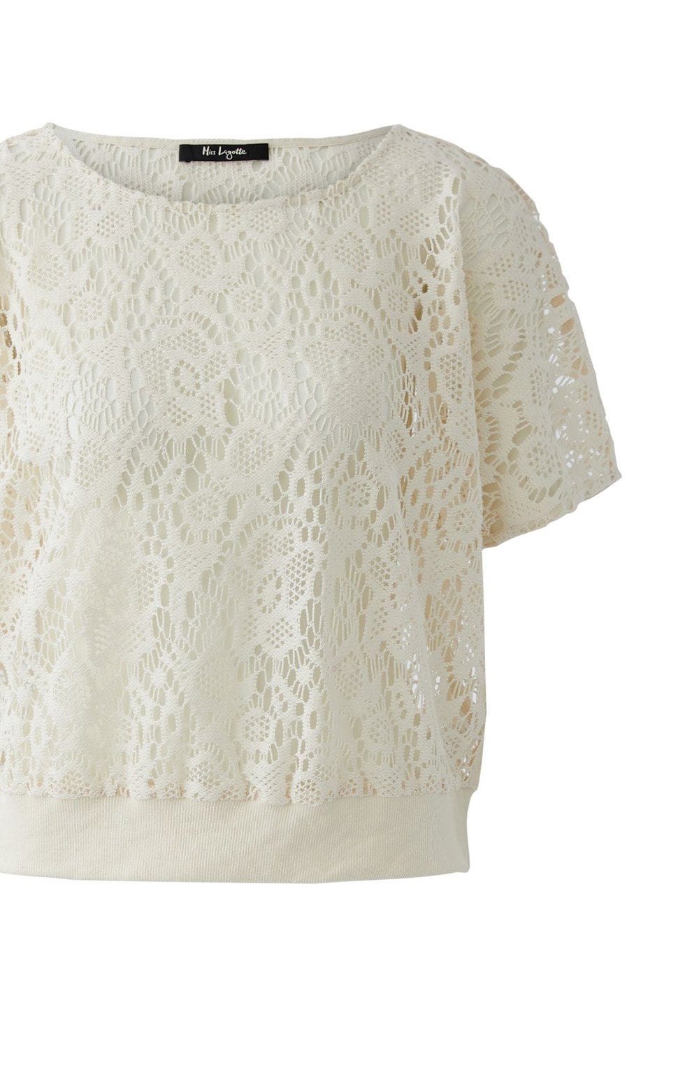 Cream Crochet Short Sleeved Top