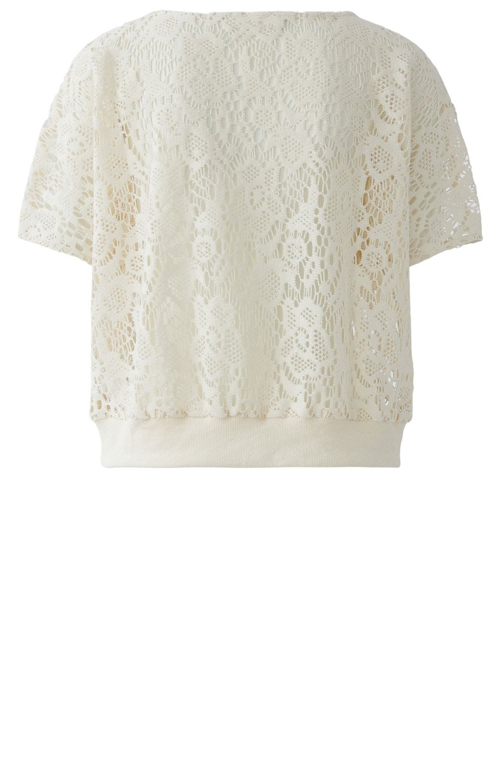 Cream Crochet Short Sleeved Top