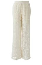 Cream Crochet Wide Leg Trousers