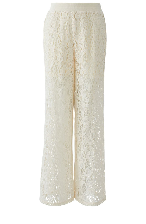 Cream Crochet Wide Leg Trousers