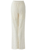 Cream Crochet Wide Leg Trousers