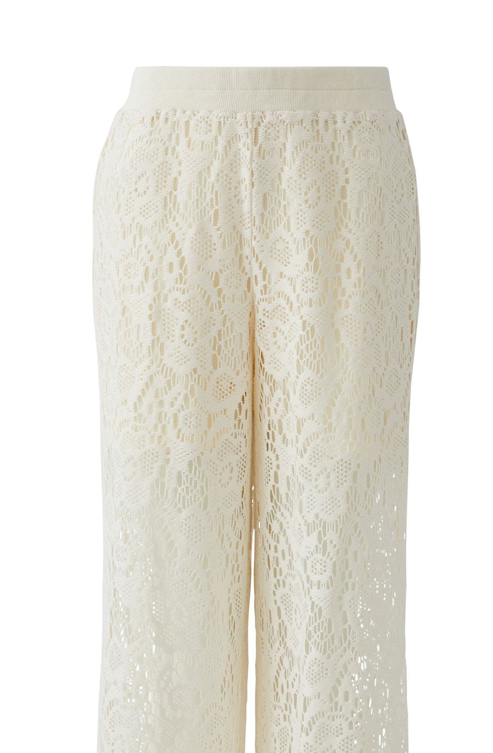 Cream Crochet Wide Leg Trousers