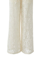 Cream Crochet Wide Leg Trousers