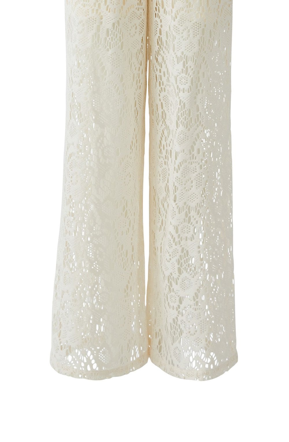 Cream Crochet Wide Leg Trousers