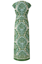 Green and Blue Bold Print Silk Touch Jersey Maxi Dress