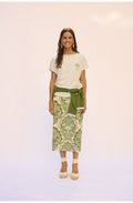 Green and Blue Bold Print Silk Touch Jersey Skirt