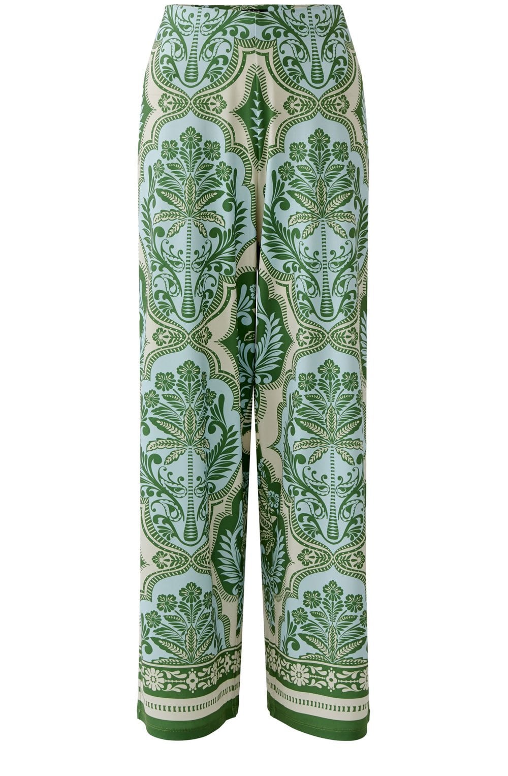 Green and Blue Bold Print Silk Touch Jersey Trousers